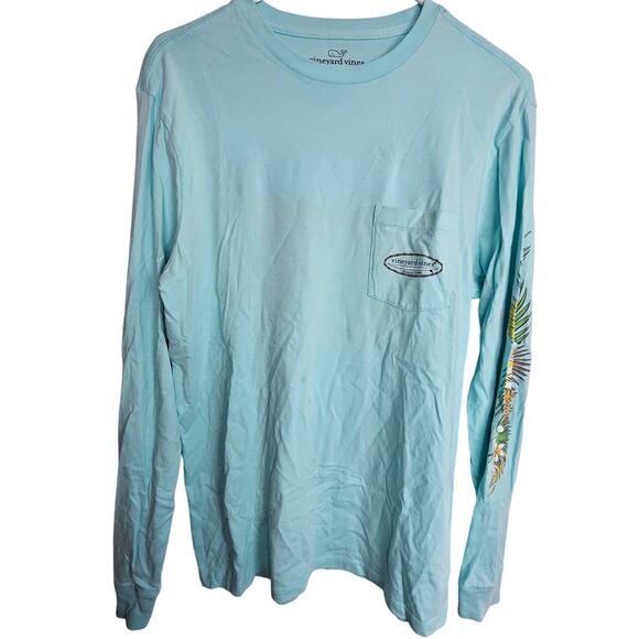 Vineyard Vines Mens Tropical Surf Pocket Tee LS Beach Preppy Coastal Size Small - Picture 1 of 7